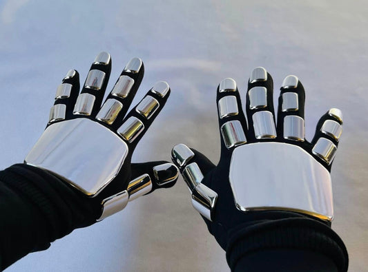 Thomas Bangalter chrome gloves, Thomas Bangalter costume accessories, Thomas Bangalter costume gloves, cosplay accessories, Guy-Manuel