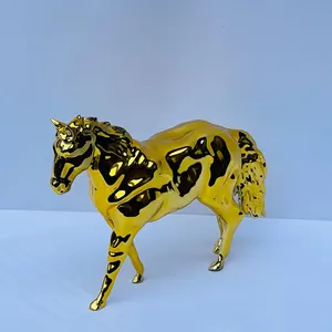 Handmade Gold Horse Statue: Chinese Zodiac Art, Home Decor