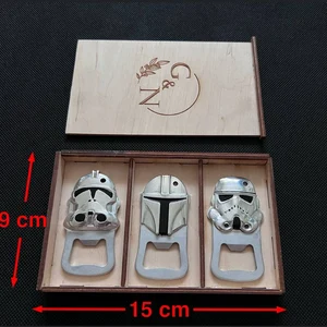 Star Wars Bottle Opener Gift Set, Mandalorian, Stormtrooper, Clone Trooper