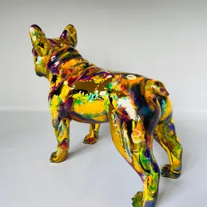 Handmade Chrome French Bulldog Statue: Colorful Home Decor