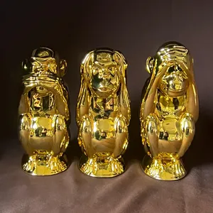 Handcrafted Chrome Monkey Statues: See No Evil Set