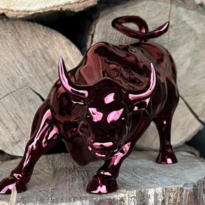 Chrome Charging Bull Statue: Handmade Wall Street Decor