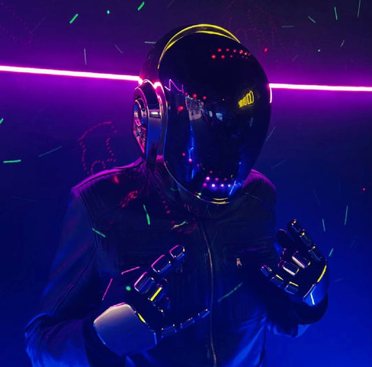 Guy-Manuel Cosplay Helmet & Gloves - LED Chrome Set