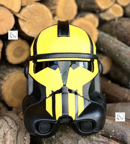 Yellow Clone Trooper Helmet Phase 2: Handmade Cosplay Prop (59-61cm)