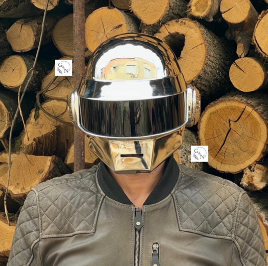 Thomas Bangalter Helmet, Electronic helmet, Futuristic helmet, Chrome helmet, Robot helmet, Music helmet, Dj helmet, Cosplay helmet.