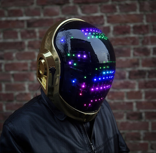 Guy Manuel Chrome Helmet, Cosplay, LED Lighting, Guy-Manuel de Homem-Christo, Guy Manuel gold helmet