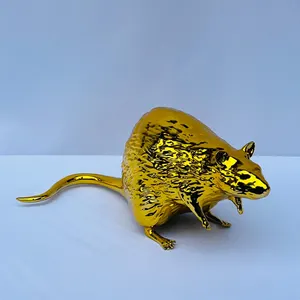 Handmade Golden Rat Figurine: Lunar Zodiac Home Decor