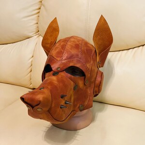 Handmade Leather Wolf Mask: Customizable Cosplay Costume Accessory