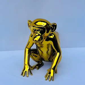 Handmade Gold Monkey Figurine: Chinese Zodiac Home Decor