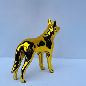 Chrome Gold Dog Figurine: Handmade Chinese Zodiac Art