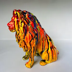 Handmade Chrome Lion Statue: Modern Regal Decor