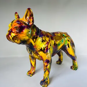 Handmade Chrome French Bulldog Statue: Colorful Home Decor