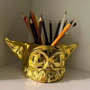 YODA stand, chrome YODA pencil stand, stand, pencil stand chrome, cosplay souvenir, YODA souvenir, personalized cosplay gift for him