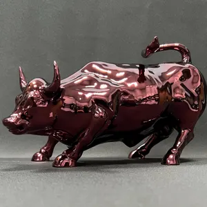 Chrome Charging Bull Statue: Handmade Wall Street Decor