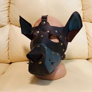 Handmade Doberman Leather Mask: Cosplay Animal Roleplay Accessory