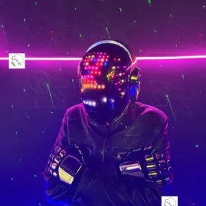 Guy-Manuel Cosplay Helmet & Gloves - LED Chrome Set