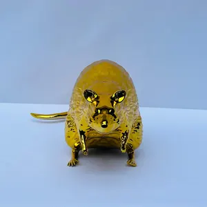 Handmade Golden Rat Figurine: Lunar Zodiac Home Decor