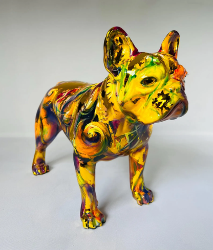 Handmade Chrome French Bulldog Statue: Colorful Home Decor