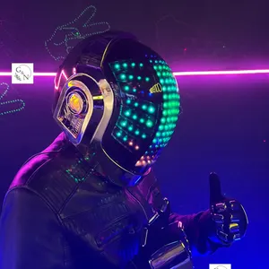 Guy-Manuel Cosplay Helmet & Gloves - LED Chrome Set
