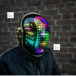 Guy Manuel Chrome Helmet, Cosplay, LED Lighting, Guy-Manuel de Homem-Christo, Guy Manuel gold helmet