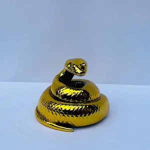 Chrome Gold Snake Figurine: Chinese Zodiac Home Decor