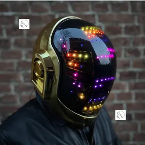 Guy Manuel Chrome Helmet, Cosplay, LED Lighting, Guy-Manuel de Homem-Christo, Guy Manuel gold helmet