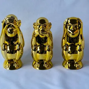 Handcrafted Chrome Monkey Statues: See No Evil Set