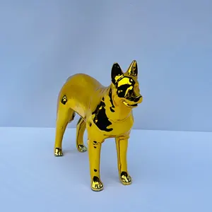 Chrome Gold Dog Figurine: Handmade Chinese Zodiac Art