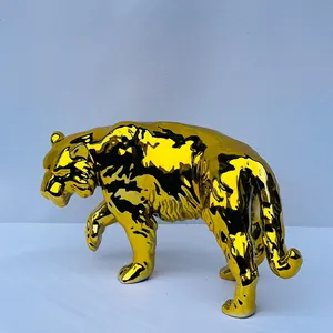Handmade Chrome-Plated Golden Tiger Figurine: Chinese Zodiac Decor