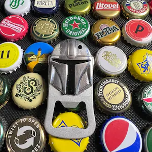 Star Wars, Bottle Opener with magnet, Mandolorian Bottle Opener, custom keychain, keychain, handmade gift, gift.
