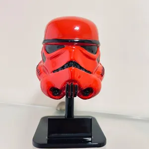 Red Stormtrooper Helmet on Stand: Handmade Star Wars Decor