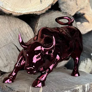 Chrome Charging Bull Statue: Handmade Wall Street Decor