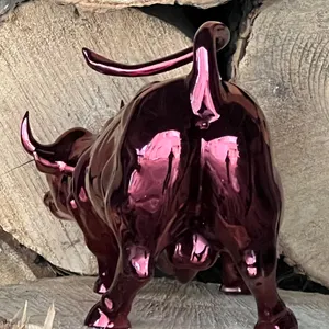 Chrome Charging Bull Statue: Handmade Wall Street Decor