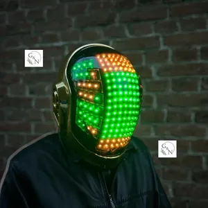 Guy Manuel Chrome Helmet, Cosplay, LED Lighting, Guy-Manuel de Homem-Christo, Guy Manuel gold helmet