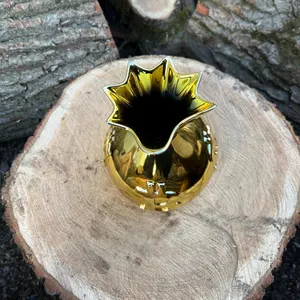 Handmade Gold Bag Vase: Luxury Home Decor with Leather Trim