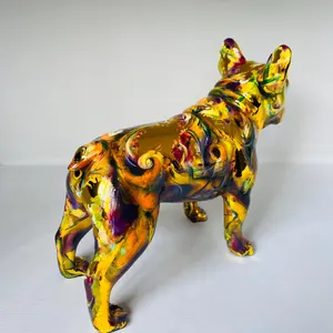 Handmade Chrome French Bulldog Statue: Colorful Home Decor