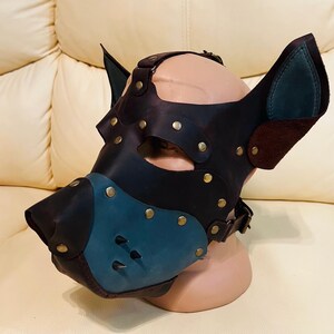 Handmade Doberman Leather Mask: Cosplay Animal Roleplay Accessory