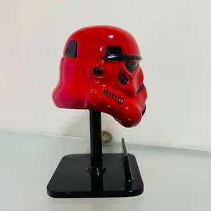 Red Stormtrooper Helmet on Stand: Handmade Star Wars Decor