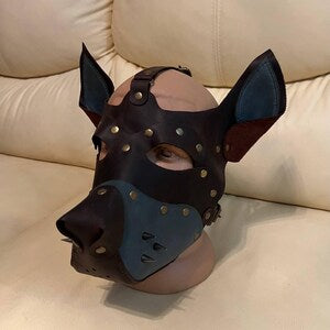 Handmade Doberman Leather Mask: Cosplay Animal Roleplay Accessory