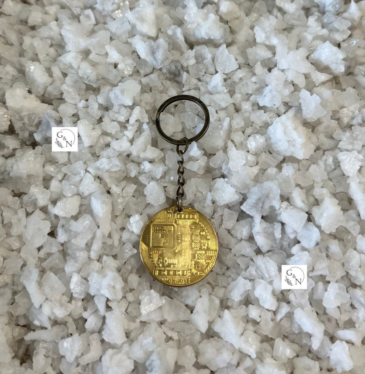 Bitcoin Coin Keychain: Gold Crypto Jewelry