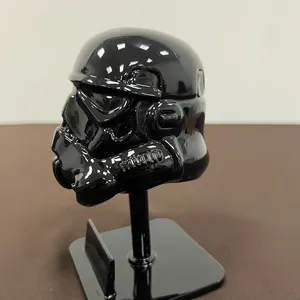 Handmade Black Stormtrooper Helmet on Stand: Star Wars Cosplay Decor