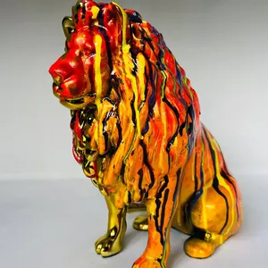 Handmade Chrome Lion Statue: Modern Regal Decor