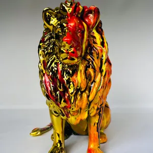 Handmade Chrome Lion Statue: Modern Regal Decor