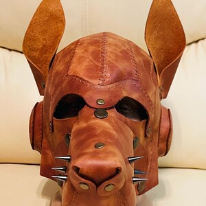 Handmade Leather Wolf Mask: Customizable Cosplay Costume Accessory