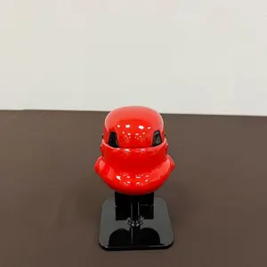 Red Stormtrooper Helmet on Stand: Handmade Star Wars Decor