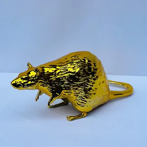 Handmade Golden Rat Figurine: Lunar Zodiac Home Decor