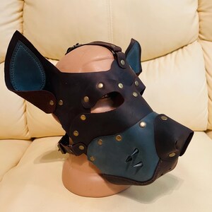 Handmade Doberman Leather Mask: Cosplay Animal Roleplay Accessory