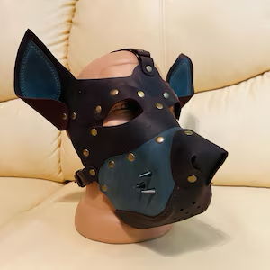 Handmade Doberman Leather Mask: Cosplay Animal Roleplay Accessory