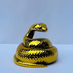 Chrome Gold Snake Figurine: Chinese Zodiac Home Decor
