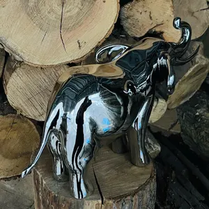 Handmade Chrome Elephant Sculpture: Modern Home Decor